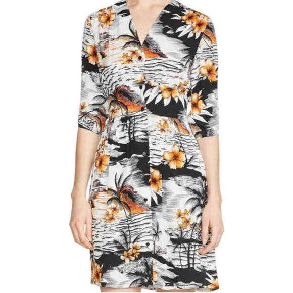 Maje Rolina Hawaiian Tropical Print Button Front Dress Sz 1 = Small - Picture 12 of 12
